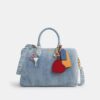 Duża torba typu satchel Rowan z dżinsu w stylu „Loved” z zawieszkami