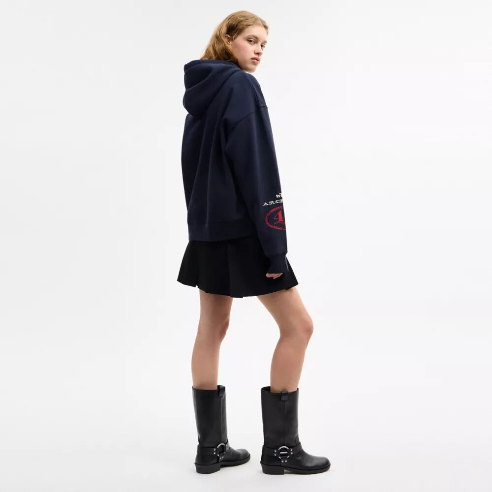 Bluza z kapturem o luźnym kroju z motywem kolażu dinozaurów, wykonana z bawełny organicznej