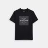 Charakterystyczny T-shirt z kwadratowym nadrukiem z bawełny organicznej