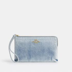 Duża saszetka na nadgarstek z zamkiem w rogu w stylu „Loved Denim”