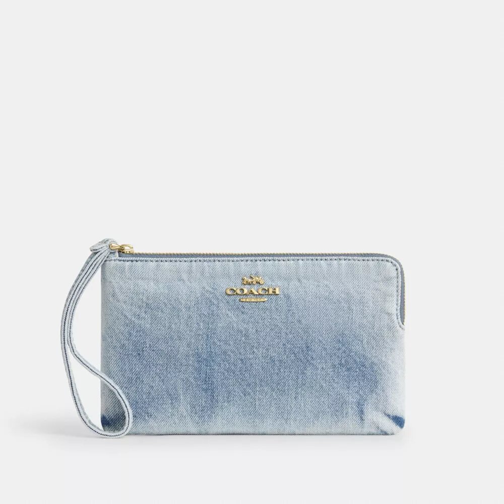 Duża saszetka na nadgarstek z zamkiem w rogu w stylu „Loved Denim”