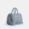Duża torba typu satchel Rowan z dżinsu w stylu „Loved” z zawieszkami