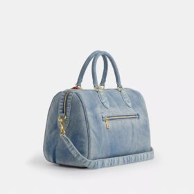 Duża torba typu satchel Rowan z dżinsu w stylu „Loved” z zawieszkami