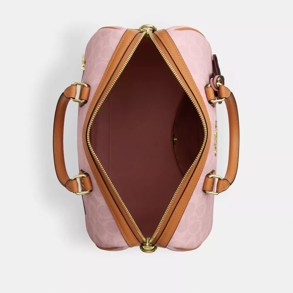 Duża torba typu satchel Rowan z Signature Canvas z zawieszkami