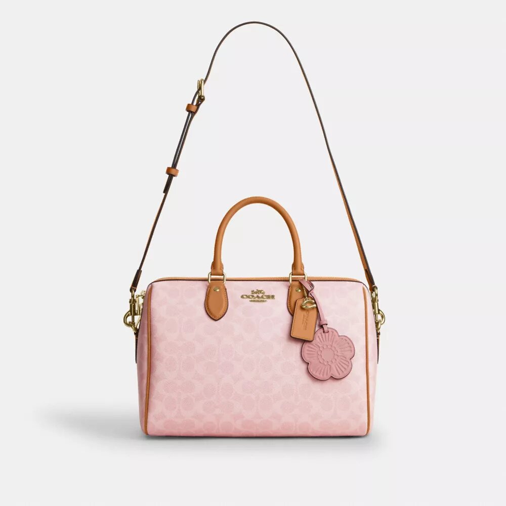 Duża torba typu satchel Rowan z Signature Canvas z zawieszkami