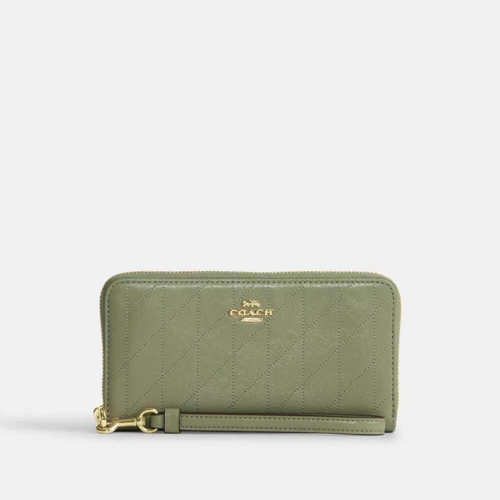 Długi portfel z zamkiem na całym obwodzie i pikowaniem