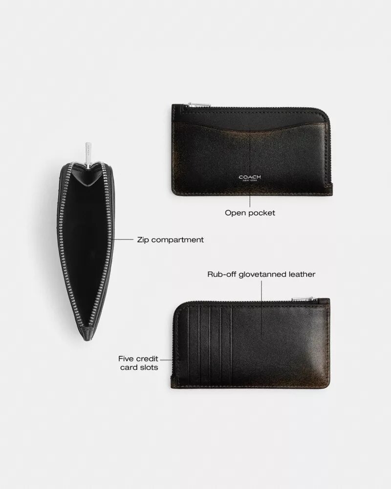 Etui na karty „New York Zip” z postarzanej skóry