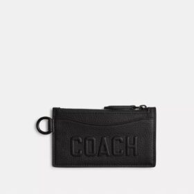 Etui na karty z zamkiem błyskawicznym i grafika Coach