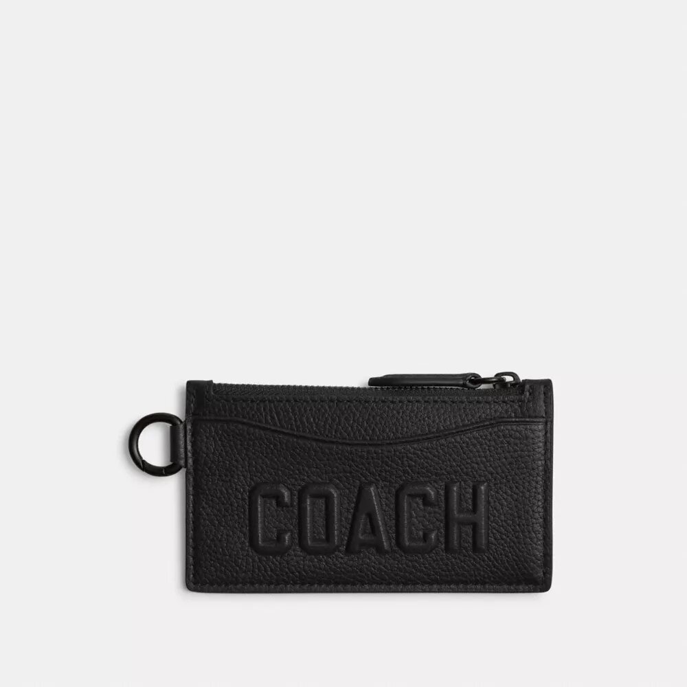 Etui na karty z zamkiem błyskawicznym i grafika Coach