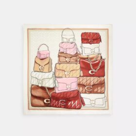 Jedwabny szalik w kwadratowym kształcie z nadrukiem „Stacked Tabby Torby”