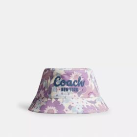 Kapelusz typu bucket z kwiatowym nadrukiem w stylu Coach Script