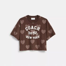 Krótki T-shirt z nadrukiem serca Horse and Carriage, wykonany z bawełny organicznej