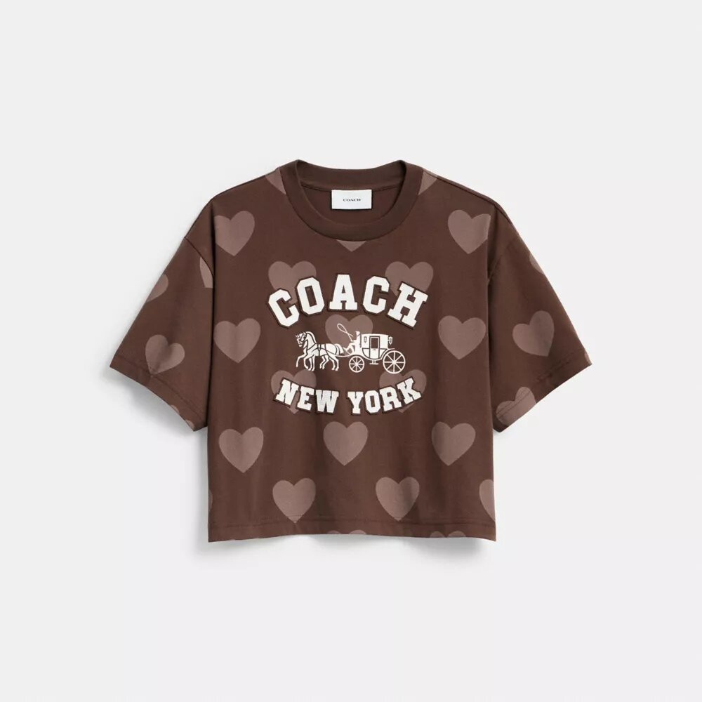 Krótki T-shirt z nadrukiem serca Horse and Carriage, wykonany z bawełny organicznej