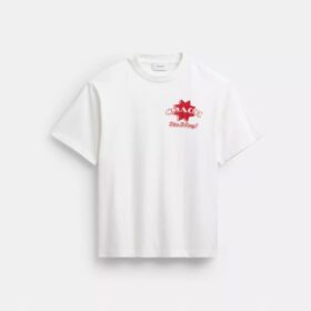 Luźny T-shirt z motywem pizzy z bawełny organicznej