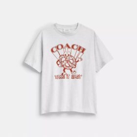 Luźny T-shirt z motywem precla z bawełny organicznej
