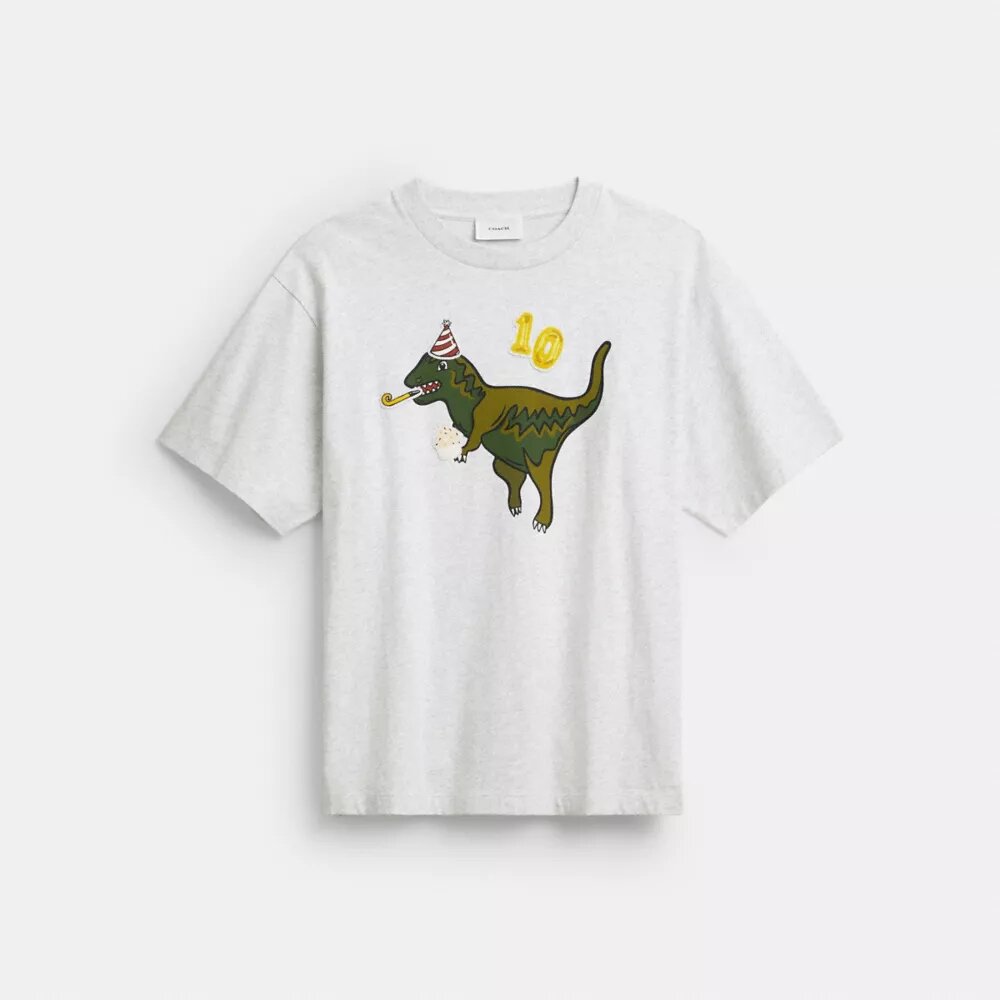 Luźny T-shirt z okazji 10. urodzin Rexy'ego, wykonany z bawełny organicznej