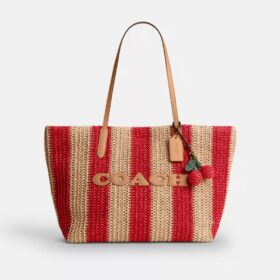 Miejska torba Shopper w paski z zawieszkami