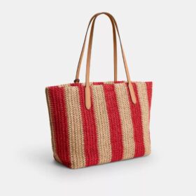 Miejska torba Shopper w paski z zawieszkami