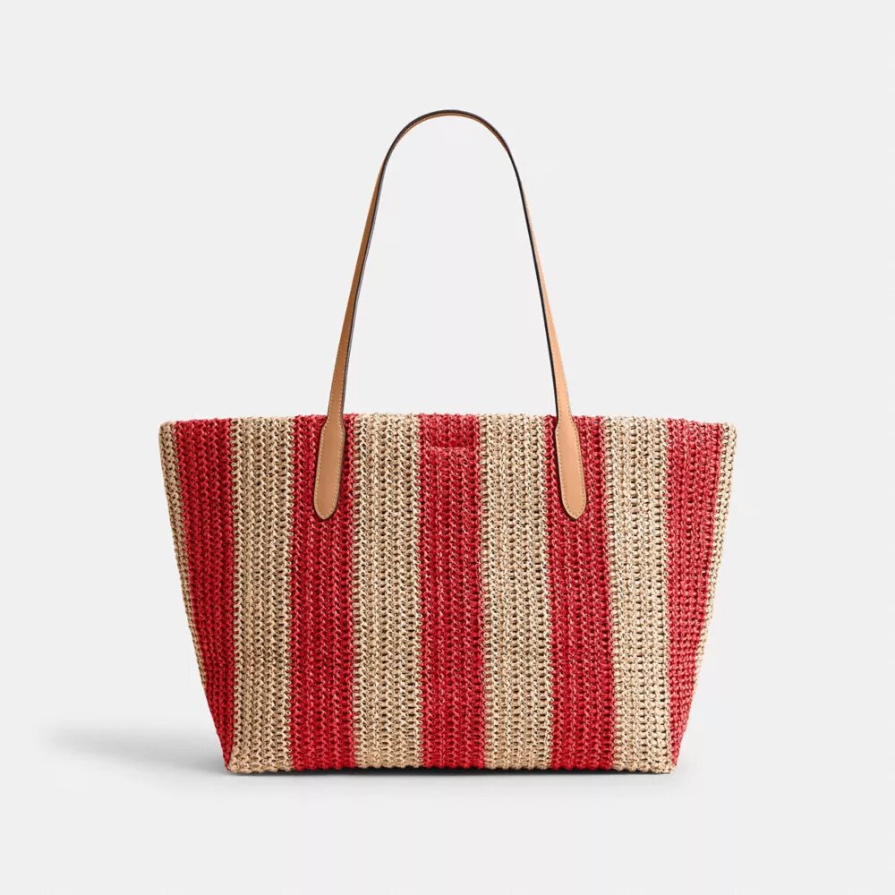 Miejska torba Shopper w paski z zawieszkami