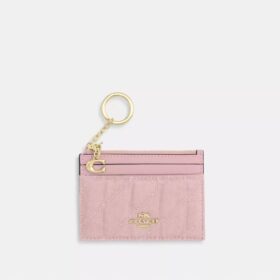 Mini Skinny Id Case z dżinsu w stylu „Loved” z pikowaniem i zawieszkami