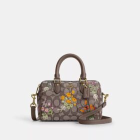 Mini torebka crossbody Rowan z charakterystycznego żakardu z kwiatowym haftem