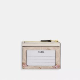 Mini wąskie etui na dowód osobisty z Signature Canvas w kwiatowy wzór