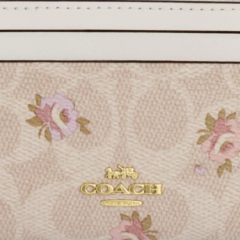 Mini wąskie etui na dowód osobisty z Signature Canvas w kwiatowy wzór