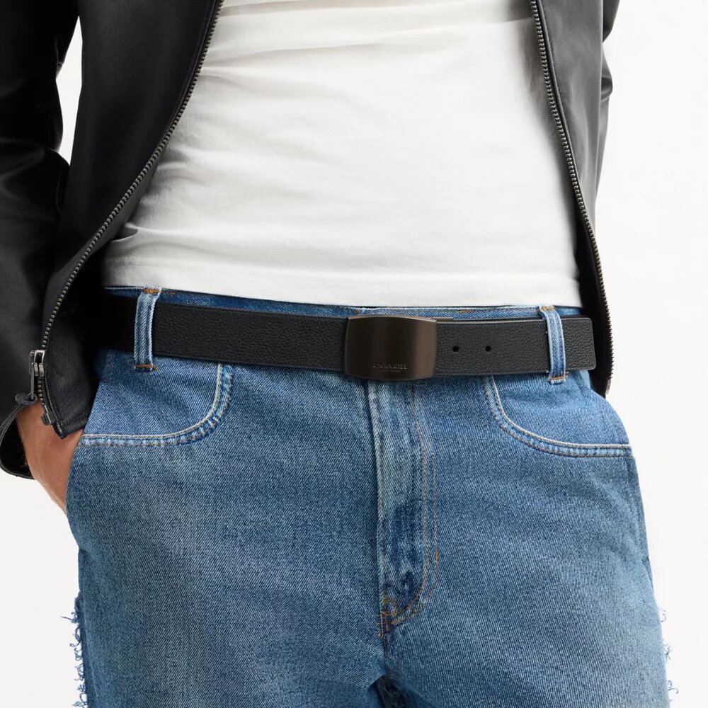 Pas dwustronny z klamrą typu „harness” i tabliczką w pudełku, do przycięcia na wymiar, 38 mm