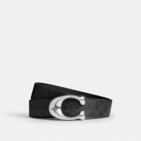Pasek dwustronny z rzeźbioną klamrą w kształcie litery C, 38 mm