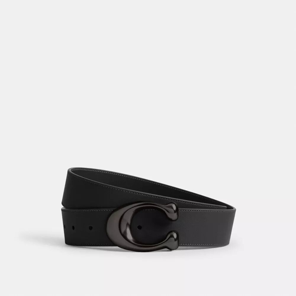 Pasek dwustronny z rzeźbioną klamrą w kształcie litery C, 38 mm