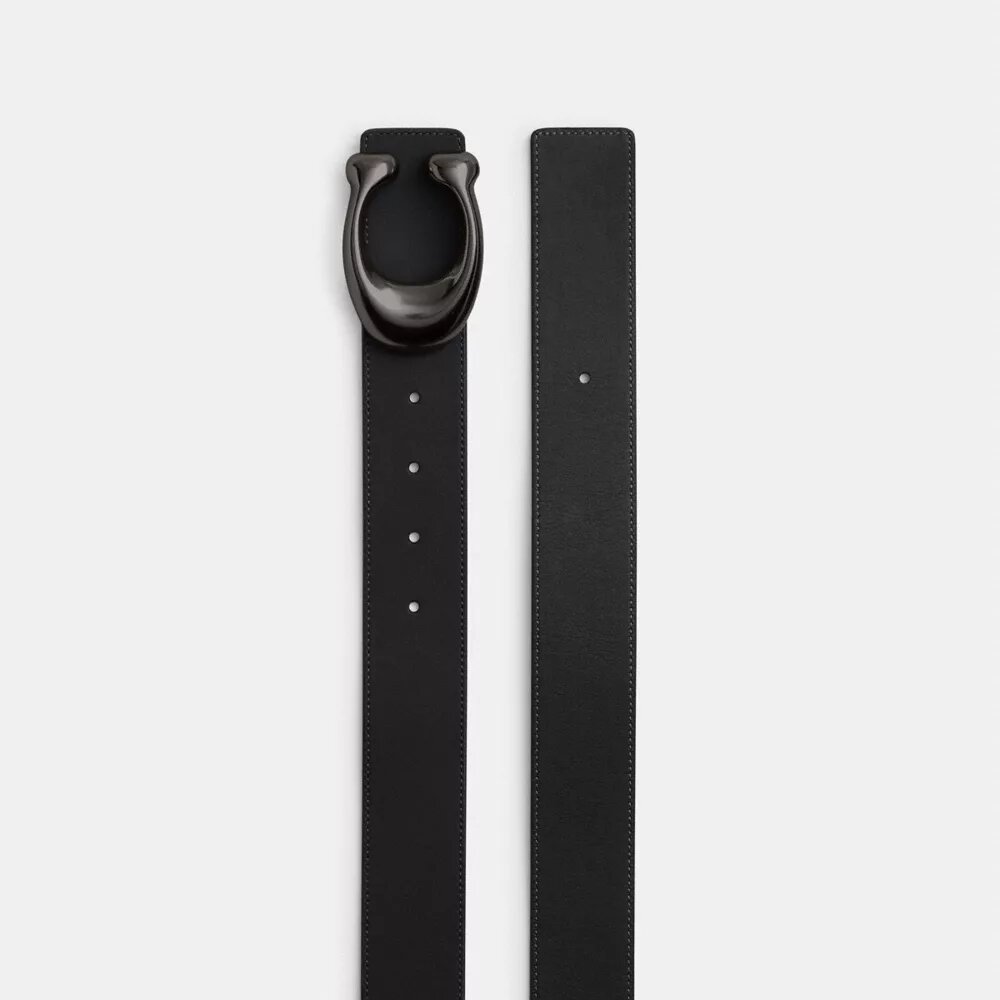 Pasek dwustronny z rzeźbioną klamrą w kształcie litery C, 38 mm