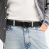 Pasek dwustronny z rzeźbioną klamrą w kształcie litery C, 38 mm