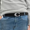 Pasek dwustronny z rzeźbioną klamrą w kształcie litery C, 38 mm