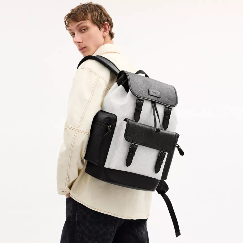 Plecak Sprint z Signature Canvas w stylu colorblock