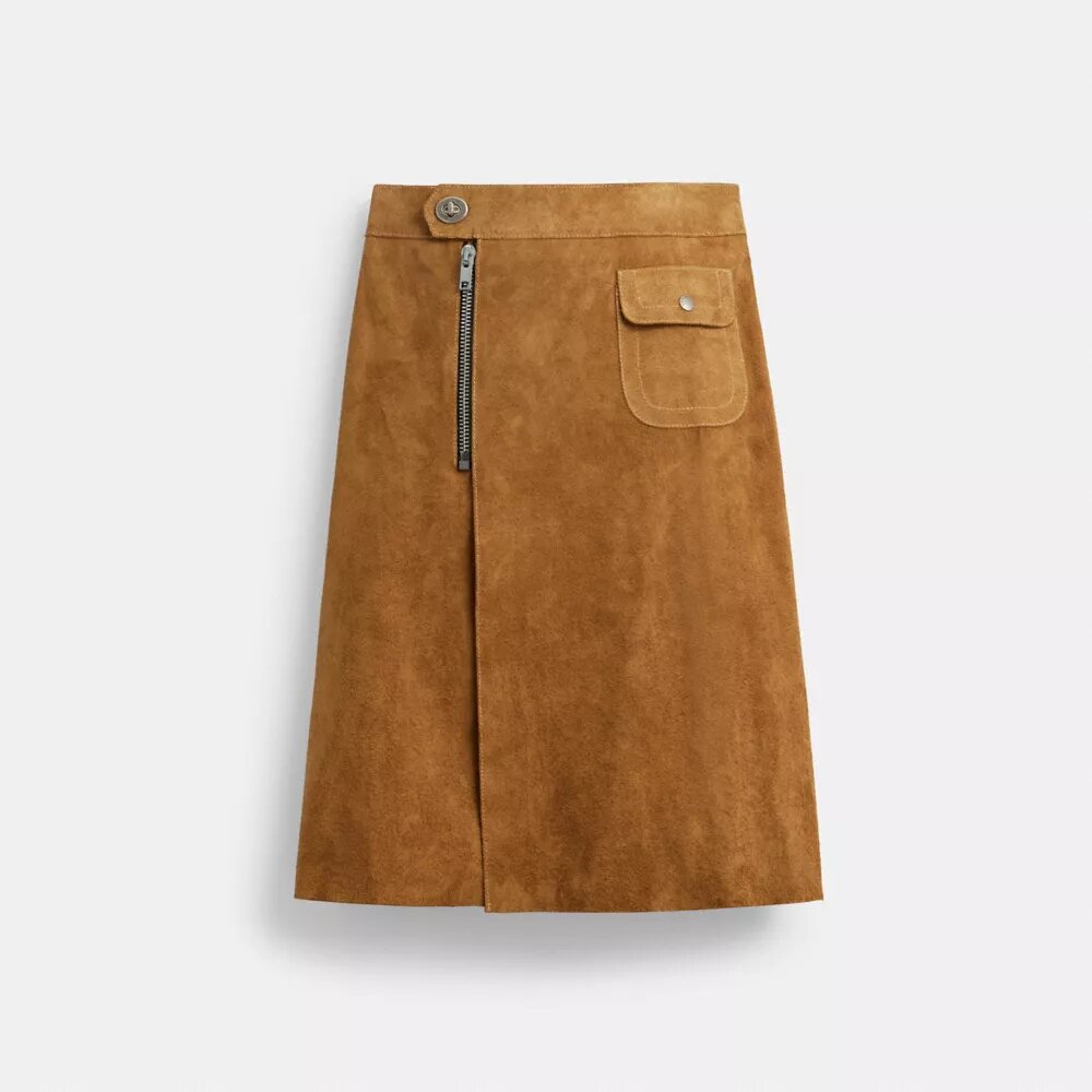 Spódnica midi z zamszu w stylu retro