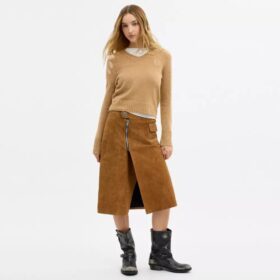 Spódnica midi z zamszu w stylu retro