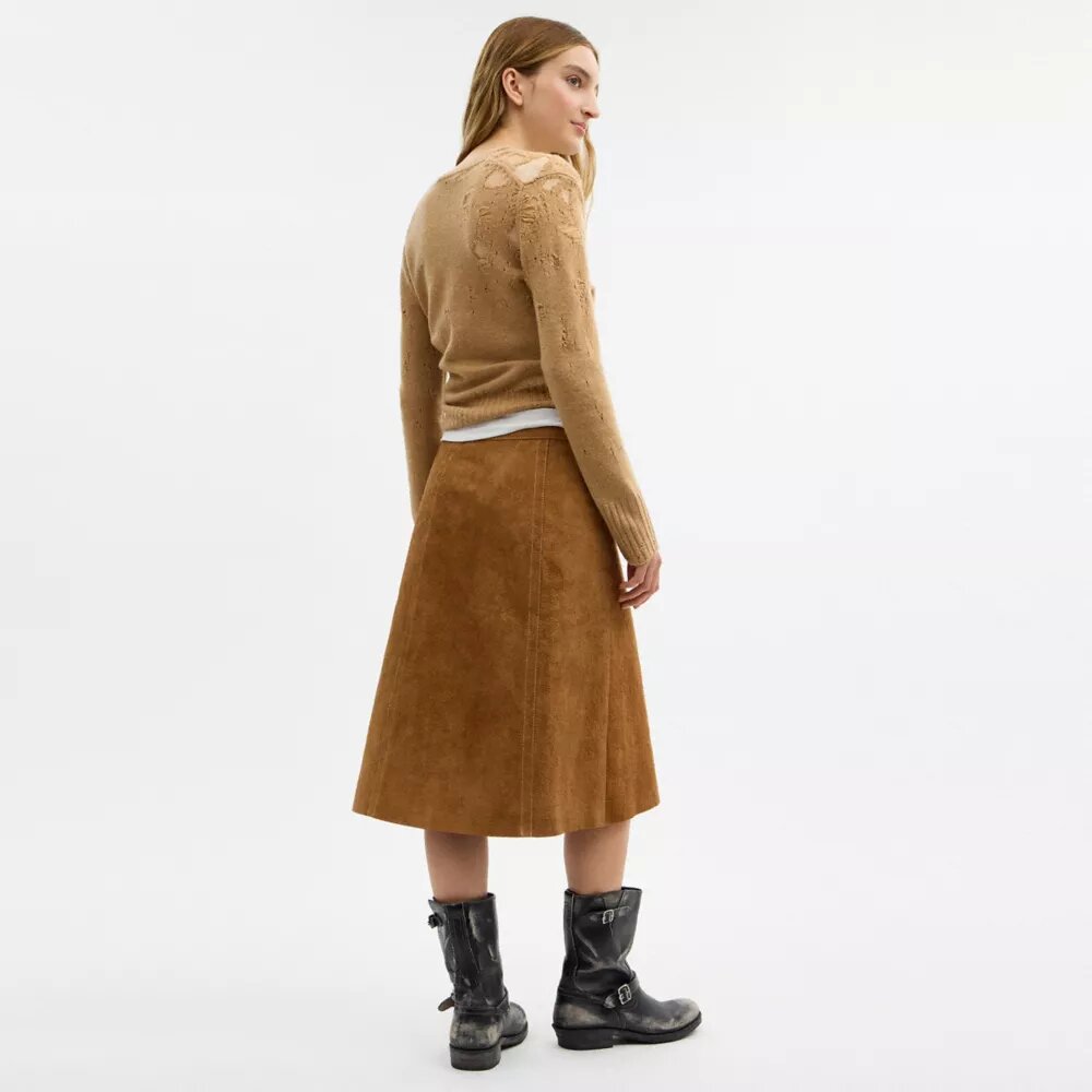 Spódnica midi z zamszu w stylu retro