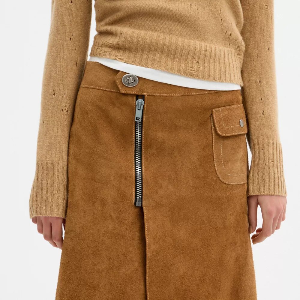 Spódnica midi z zamszu w stylu retro