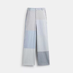 Spodnie w paski w stylu patchworku