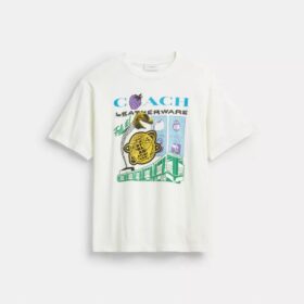 T-shirt o luźnym kroju „Collage Train” z bawełny organicznej
