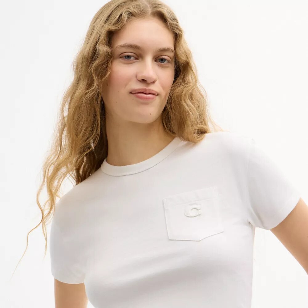T-shirt z krótkim rękawem i kieszenią z bawełny organicznej
