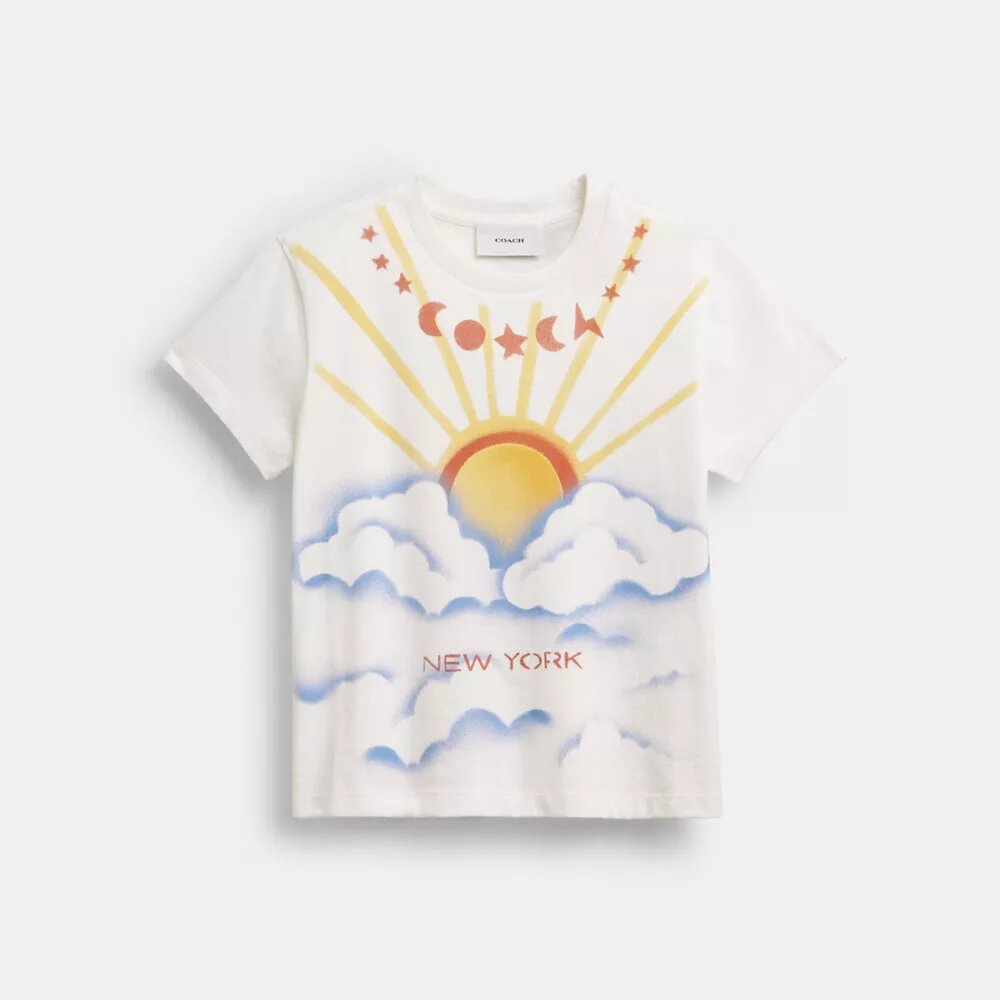 T-shirt z nadrukiem „Airbrush” w stylu lat 90. z bawełny organicznej