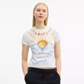 T-shirt z nadrukiem „Airbrush” w stylu lat 90. z bawełny organicznej
