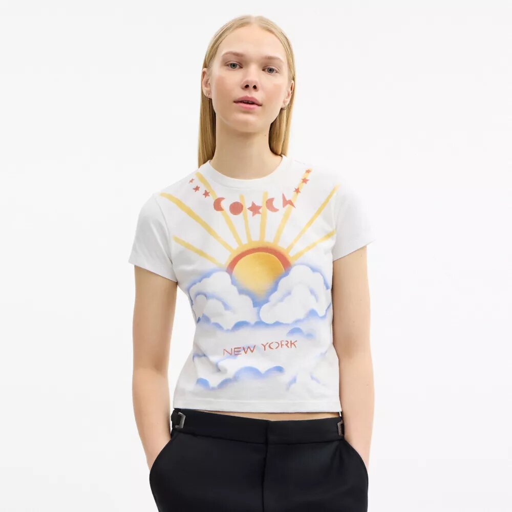 T-shirt z nadrukiem „Airbrush” w stylu lat 90. z bawełny organicznej
