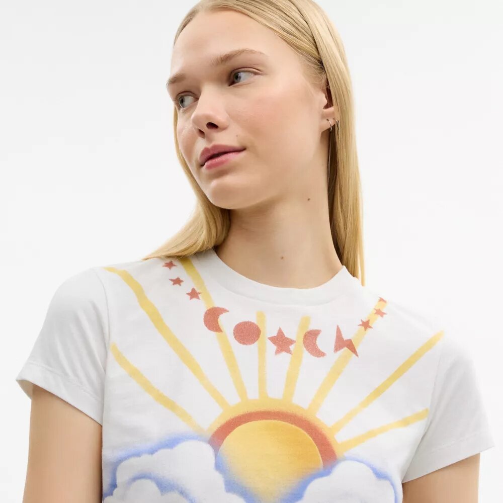 T-shirt z nadrukiem „Airbrush” w stylu lat 90. z bawełny organicznej
