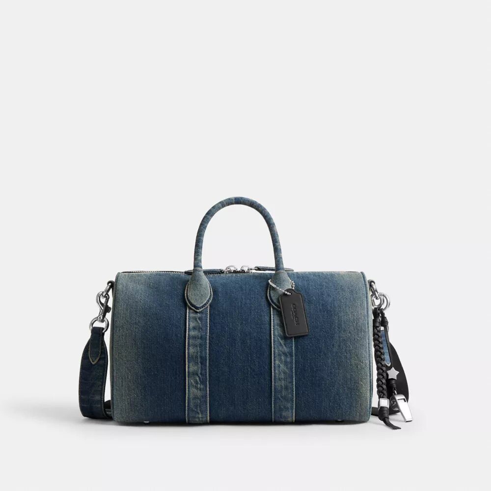 Torba Compass 35 z regenerowanego denimu bawełnianego z zawieszkami