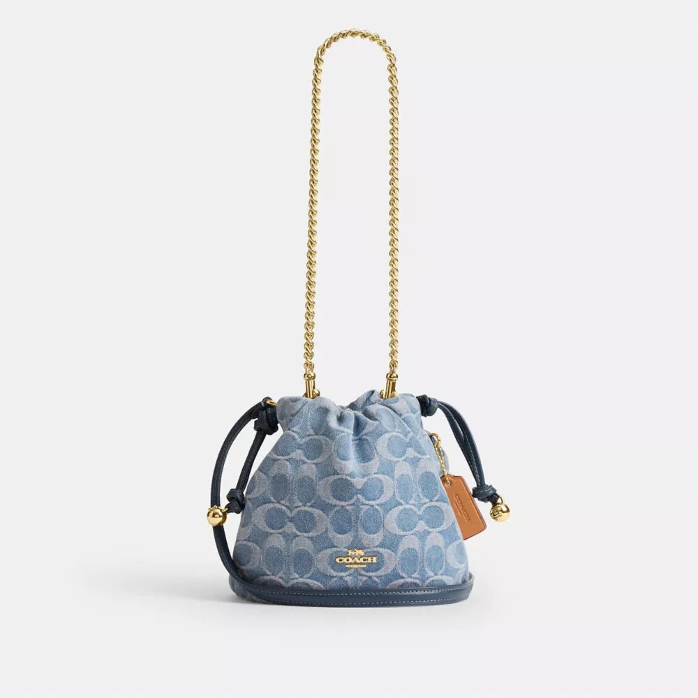 Torba Faye Mini ze sznurkiem w charakterystycznym dżinsie