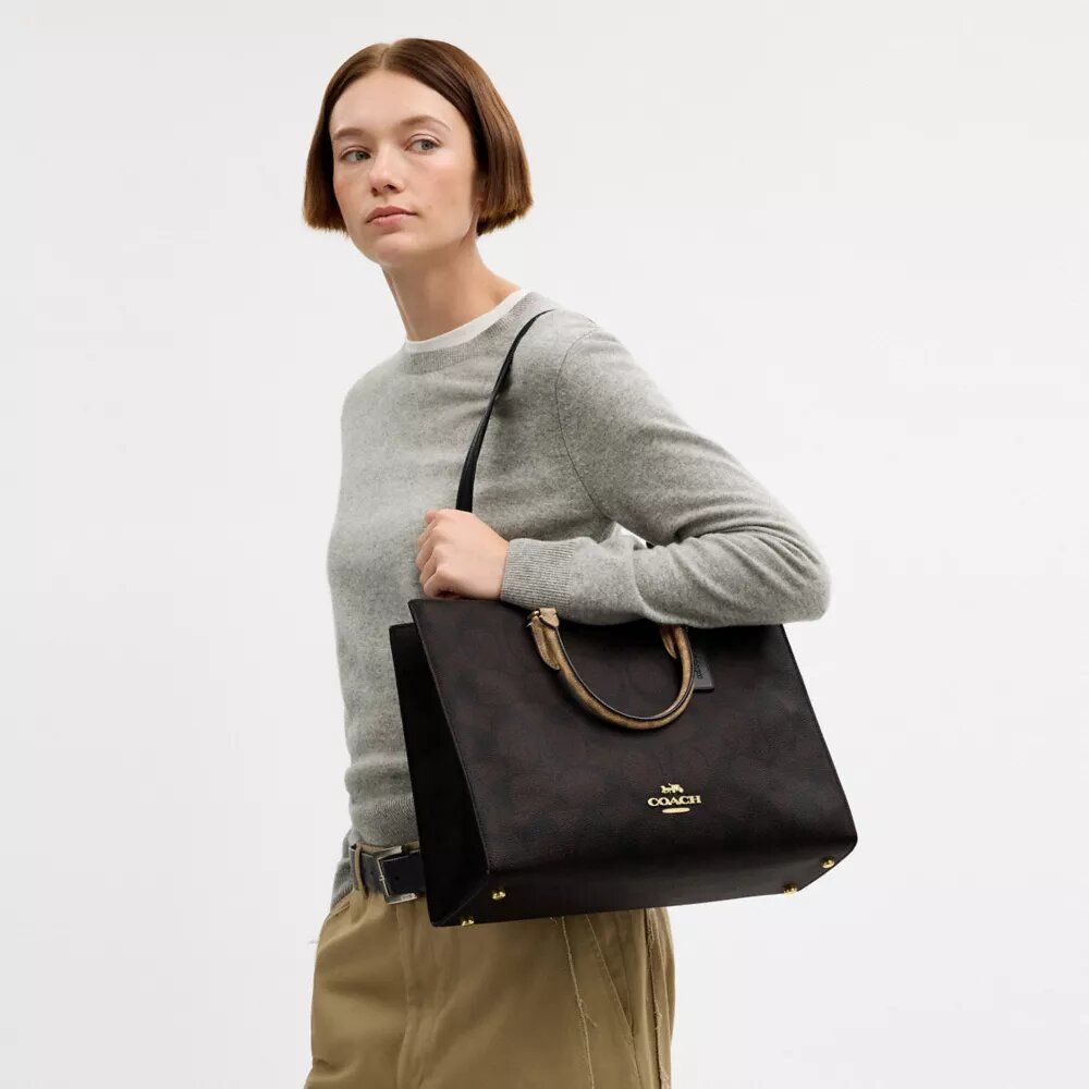 Torba Maggie z Signature Canvas w blokowe wzory