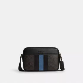 Torba na ramię Graham z Signature Canvas w paski w stylu uniwersyteckim