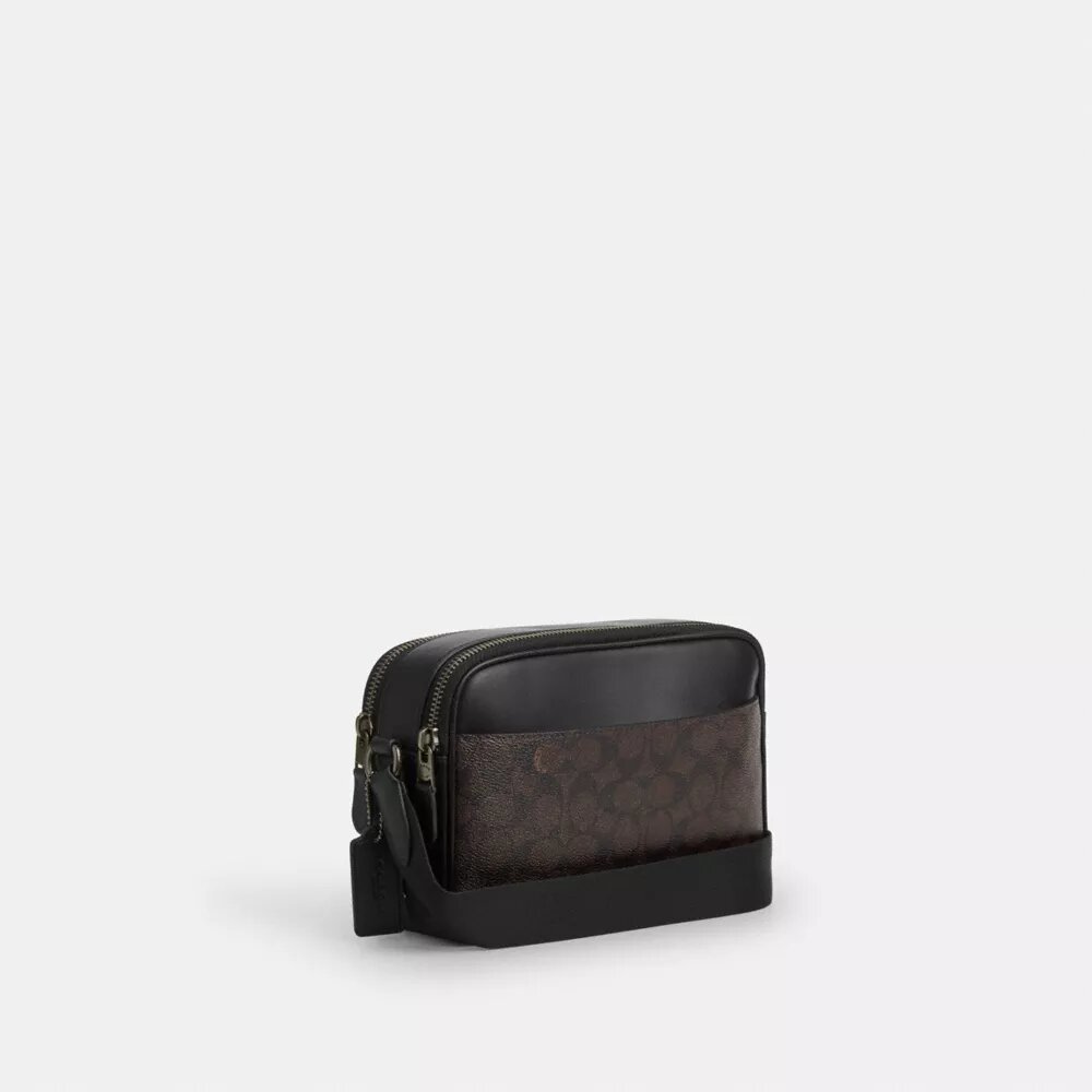 Torba na ramię Graham z Signature Canvas w paski w stylu uniwersyteckim
